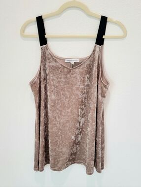 Capsule Velvet Taupe V-Neck Top Size 12 Black Straps